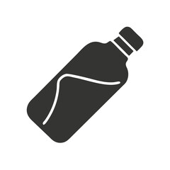 Minimalist dark gray liquid bottle illustration on black background