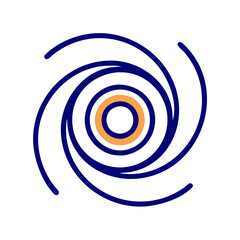 Abstract Cosmic Swirl in Blue and Orange on Black