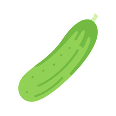 Fresh green cucumber illustration on black background isolated