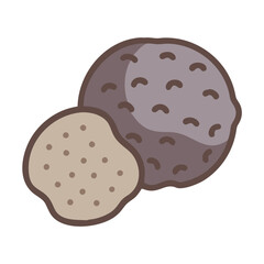 Cute potato illustration on black background, food concept