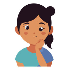 Obraz premium : a girl with a hand on chin one eyebrow raised vector illustration on white background