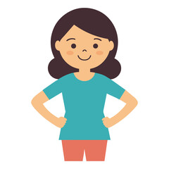  a girl with a hands on hips proud smile vector illustration on white background
