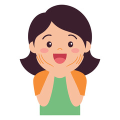  a girl with a holding face in excitement  vector illustration on white background
