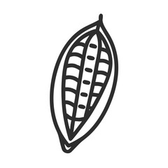 Cocoa Pod Outline on Black Background, Illustration