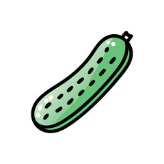 Cartoon Green Pickle Isolated on Black Background Illustration