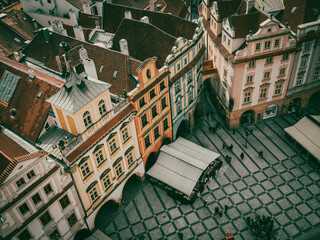 Central European city square seen from above