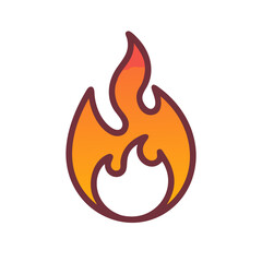 Bold Orange Flame Illustration with Dark Outline on Black