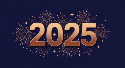 Stylized Geometric Illustration of 2025 Numerals in a Bold Metallic Font
