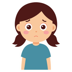  a girl with a shaking with wide worried eyes vector illustration on white background
