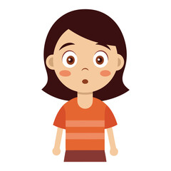  a girl with a shaking with wide worried eyes  vector illustration on white background