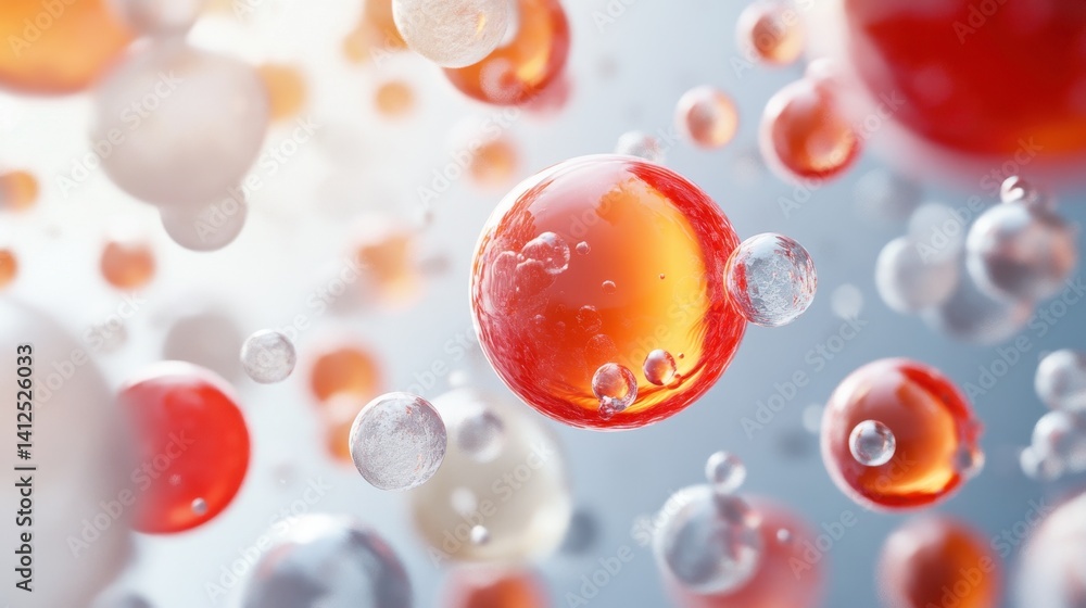 Poster this vibrant abstract image showcases colorful bubbles and molecular structures, creating a dynamic 