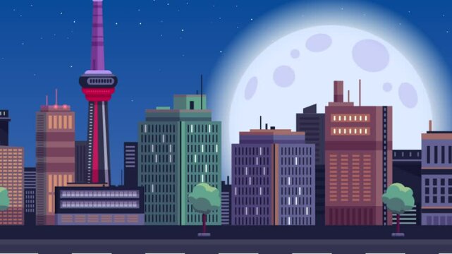 new york city skyline moon vector