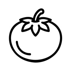 Simple Tomato Outline Icon on Black Background, Food Art