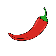 Cartoon Red Chili Pepper Isolated on Black Background
