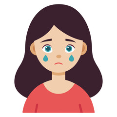  a girl with a teary eyes trembling lips vector illustration on white background