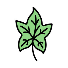 Simple Green Leaf Icon on Black Background Illustration