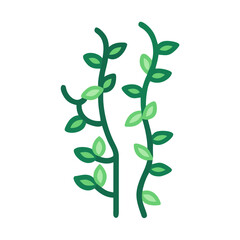 Green leafy vines, botanical illustration, simple plant life