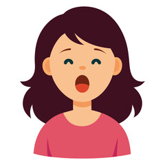 a girl with a yawning with droopy eyes vector illustration on white background