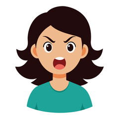  a girl with a yelling with furrowed brows vector illustration on white background