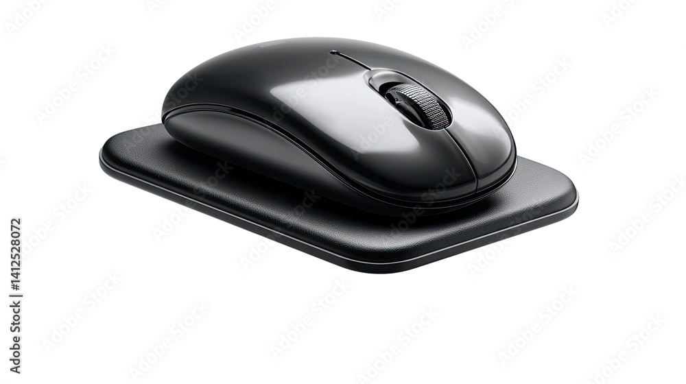 Poster computer mouse close-up: a close-up, studio shot of a sleek computer mouse.