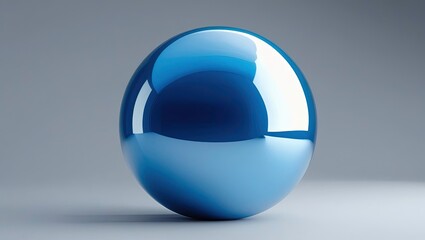 A shiny blue ball with a reflective surface, displayed on a white background.