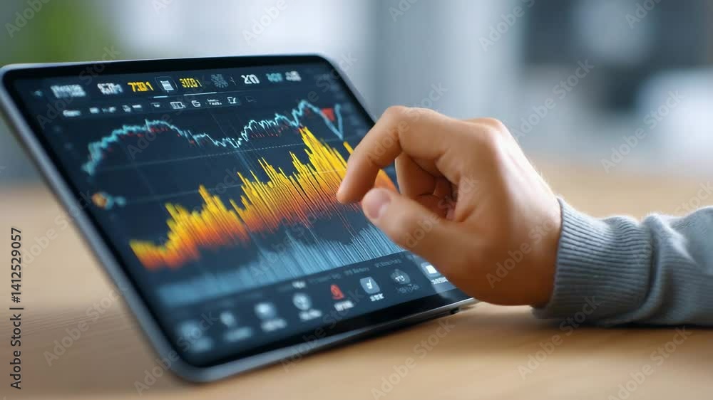 Aufkleber exploring cryptocurrency investment dynamic data analysis and market trends on tablet technology for