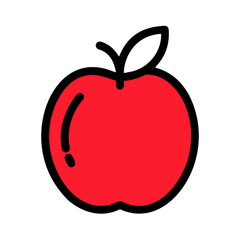 Red plum icon on black, vector design style