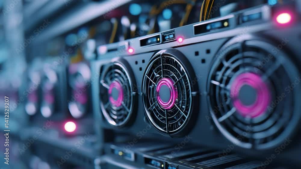 Poster high tech crypto mining equipment showcases innovation and advanced technology digital currency star