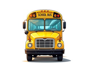 Classic Yellow School Bus Front View Illustration