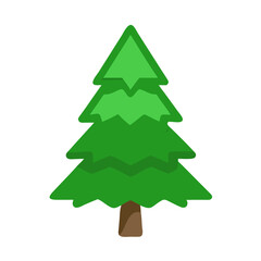 Simple Green Christmas Tree Icon on Black Background