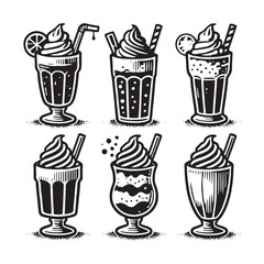 Milkshake Silhouette - Milkshake Vector - Milkshake Illustration - Design of Milkshake.