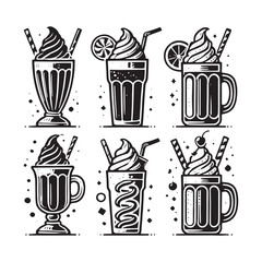 Milkshake Silhouette - Milkshake Vector - Milkshake Illustration - Design of Milkshake.