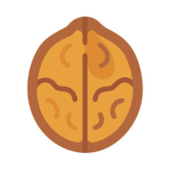 Walnut Icon, Isolated, Nutrition, Healthy Food Concept