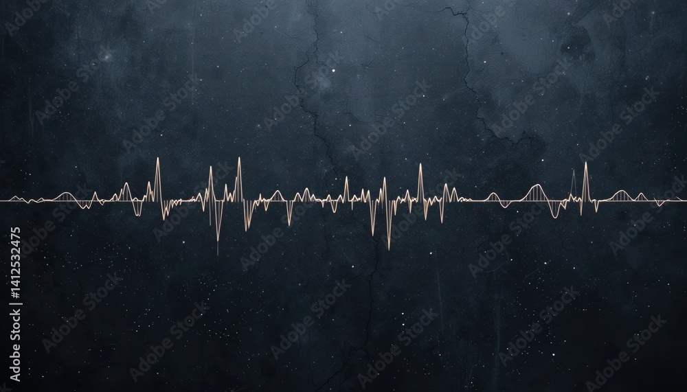 Aufkleber sound wave visualization digital space abstract art cosmic environment dynamic perspective audio con
