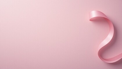 Naklejka premium Elegant pink ribbon curved on soft pink background decorative photography minimalist style studio setting close-up view aesthetic concept