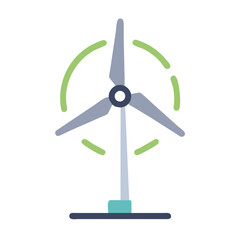 Wind Turbine Icon, Green Energy, Renewable Power Source