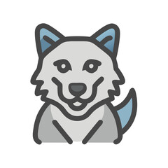 Cute stylized wolf icon on a black background