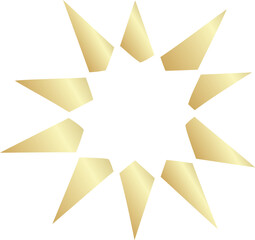 Set of golden stars in doodle style