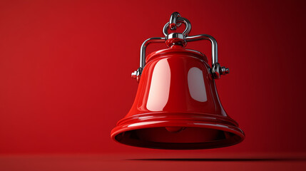 Red 3D bell icon with alert symbol for new messages or urgent notifications in a social media context