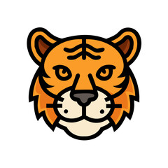 Cartoon Tiger Face Isolated on Black Background Vector