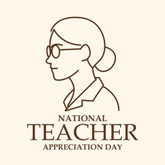 national teacher appreciation day. Drawing of Female teacher