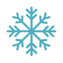 Blue Snowflake Icon on Black Background, Winter Theme
