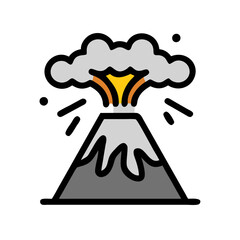 Volcano eruption vector icon illustration on black background