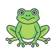 Cartoon Green Frog with Different Eyes on Black