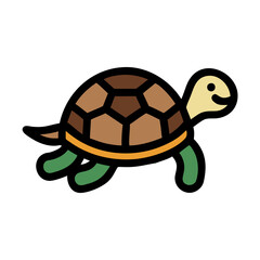 Cartoon turtle illustration with shell on black background