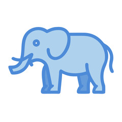 Cute Blue Elephant Vector Illustration on Black Background
