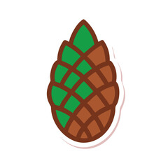 Isolated pinecone illustration on black background, seasonal design