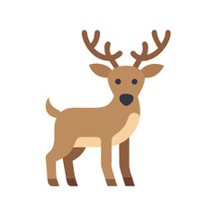 Cartoon Reindeer Illustration on Black Background, Christmas Theme