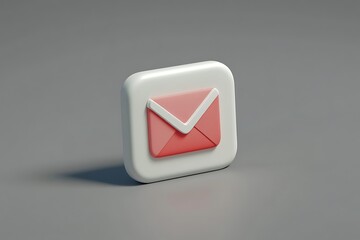 3D-rendered email icon with a red envelope design, representing digital communication and messaging