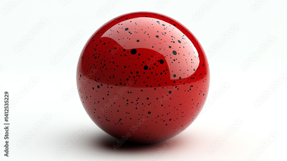 Poster simple red matte 3d sphere icon with plastic-like texture, isolated on a white background